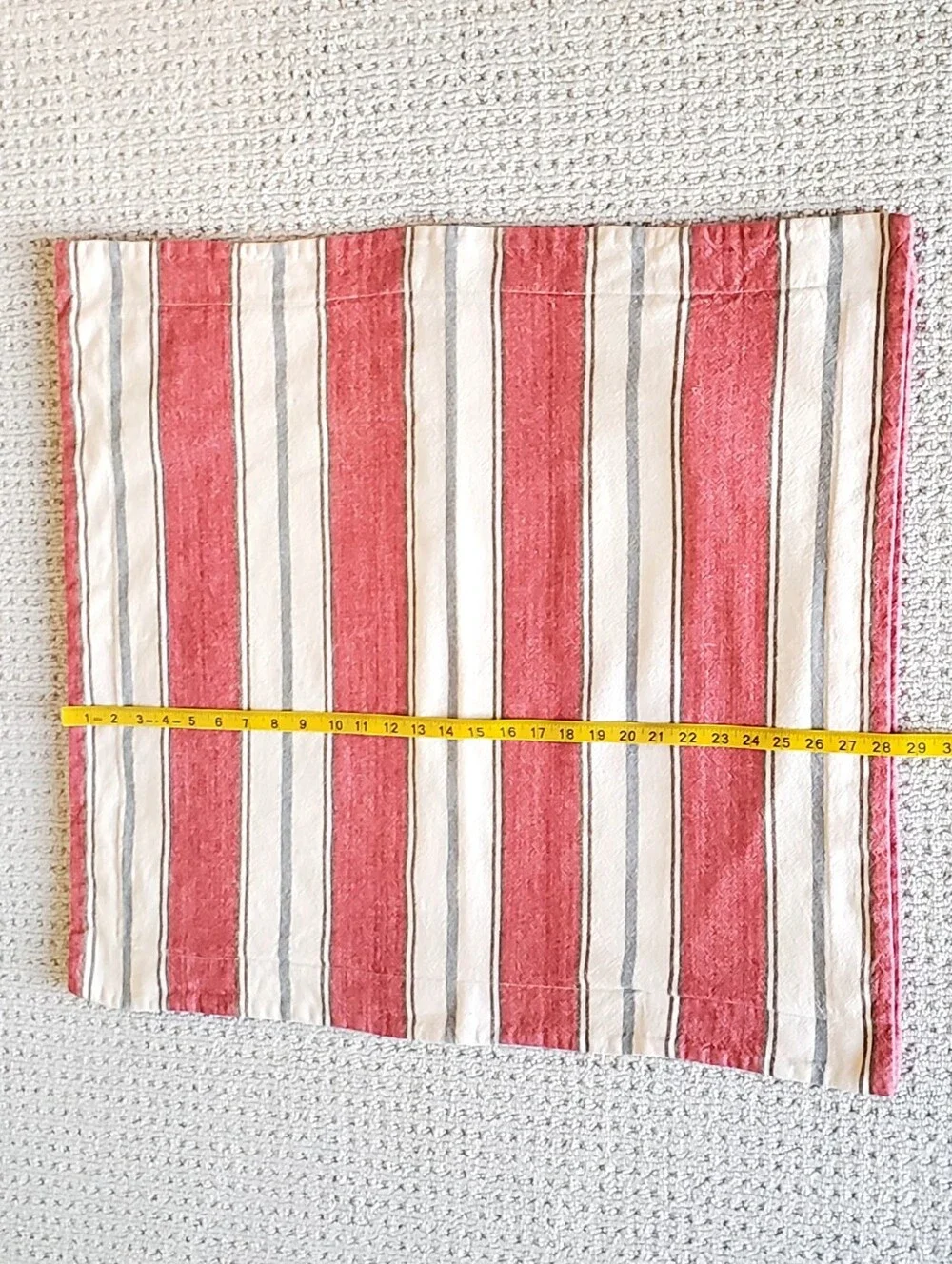 Pottery Barn Farmhouse Linen/Cotton Red/Cream Stripe Pillow Sham Set, Near New!